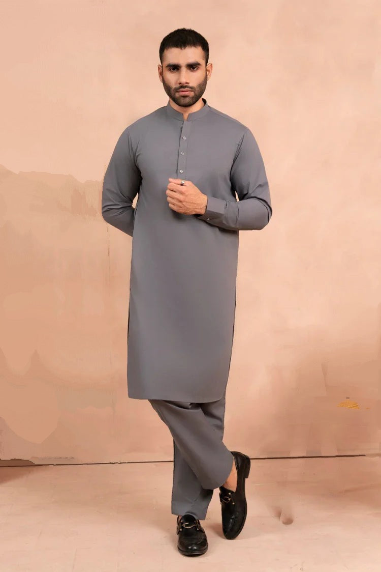 Silver Gray - Kameez With Shalwaar