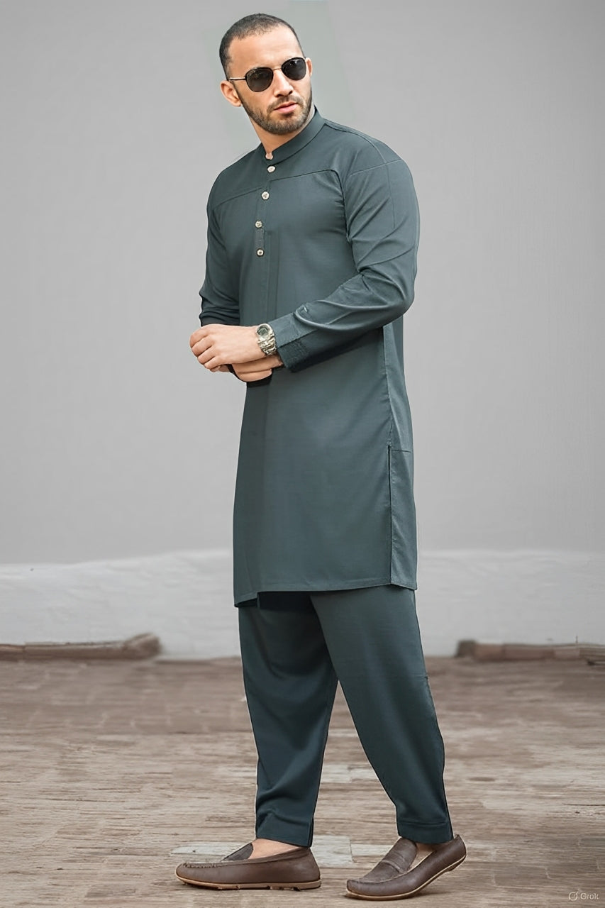 Teal Green - Kurta With Shalwaar