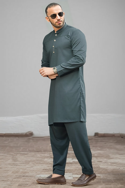 Teal Green - Kurta With Shalwaar