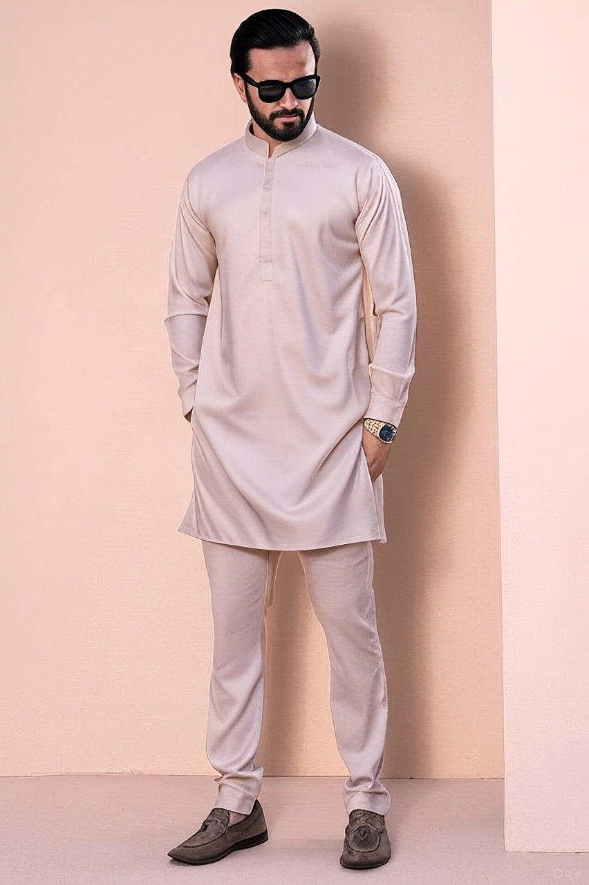 Royal Kurta With Trouser - Cream