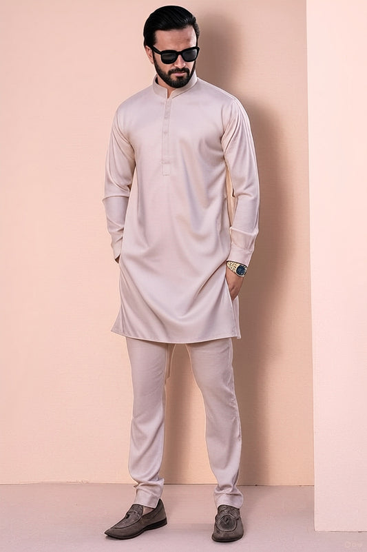 Royal Kurta With Trouser - Cream